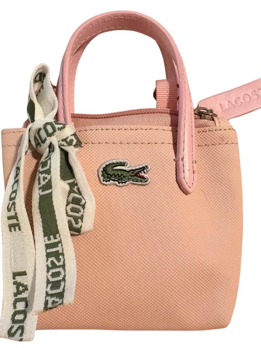 LACOSTE- Pink Mini Tote Bag with Branded Scarf Accent